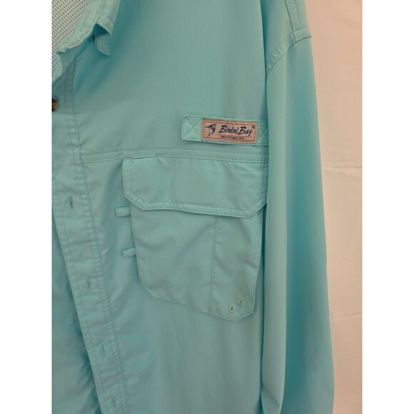 Bimini Bay Fishing Shirt Men"s Size 2XL Long Sleeve Vented Aqua Casual - Picture 3 of 8